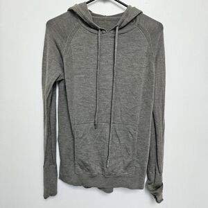 Lululemon Sit In Lotus Gray Green Hooded 100 Merino Wool Womens Sz Small Sweater